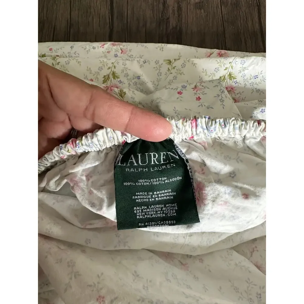 Lauren Ralph Lauren Pink Cottage Daisy Fitted Flat Sheet Twin Cottagecore